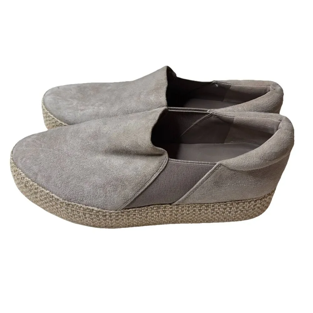 Vince Wilden Gray Suede Platform Slip on Espadrilles. Size 8.5 Womens